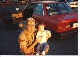 Saying goodbye to my kids before deploying to Desert Shield/Storm October 1990
